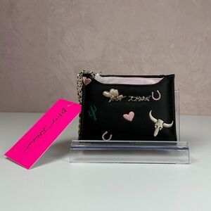 Betsey Johnson Black Wallet with Pink and Gold Accents